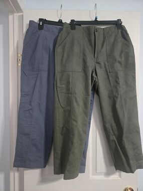 Women's Capris in Olive Green and Slate Blue
